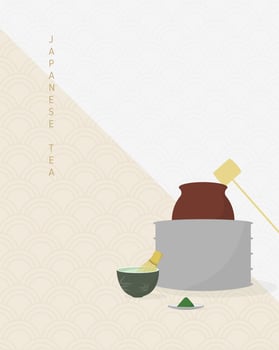 Set of Traditional Japanese Tea Ceremony vector