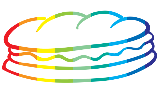 Fast food with outline rainbow png