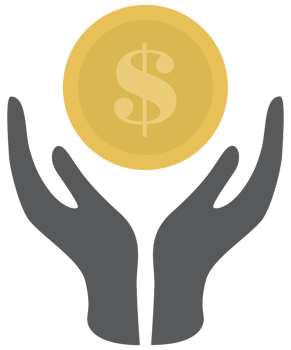 Coin dollar and hand png