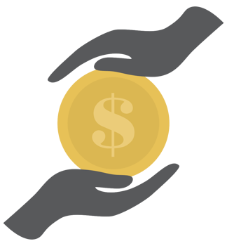 Coin dollar and hand png