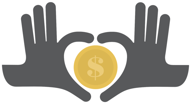 Coin dollar and hand png