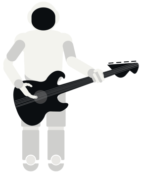 Robot playing music guitar png