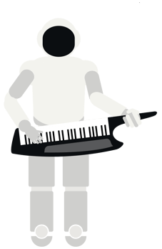 Robot playing music keyboard png