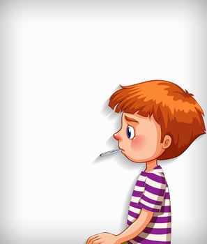 Sick boy on white background  vector