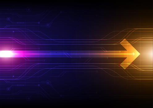 Abstract glowing arrow technology background vector