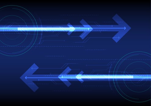 Blue futuristic abstract technology background with arrows  vector