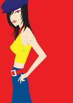 Girl on Red Background vector