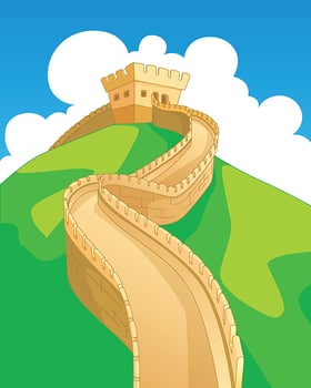 Great Wall in China vector