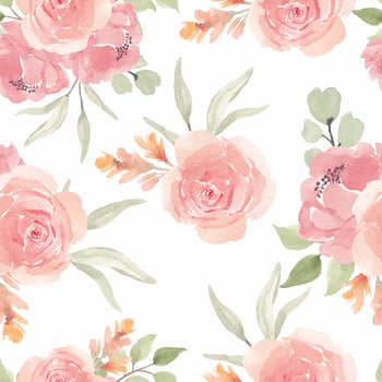 Watercolor Seamless Pattern with Pink Rose Flower vector
