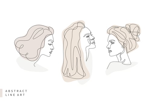 Abstract minimal face line art set vector