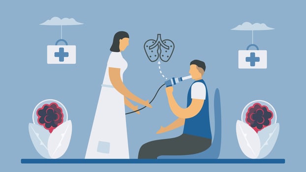 Spirometry test measuring lung function vector