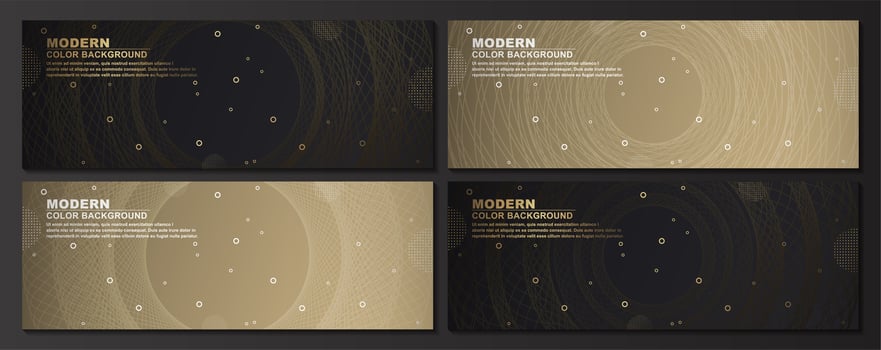 Geometric Circle Gold and Black Banners Set vector