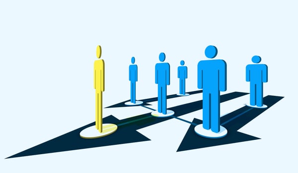 Yellow, Blue People Icons Leadership Concept vector