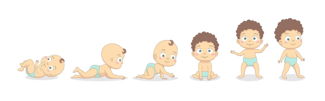 Baby boy growth process. vector