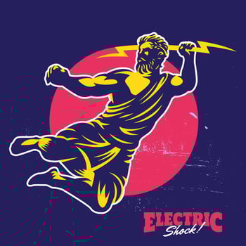 Zeus Throwing Thunderbolt Mascot vector