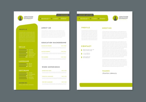 Green Resume Template  vector