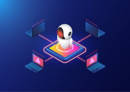 Virus detected robot  vector