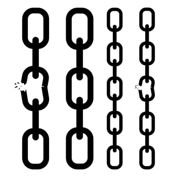 Broken chain isolated on white background vector