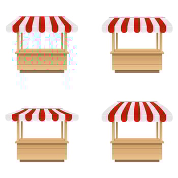 Empty market stall set isolated on white background vector