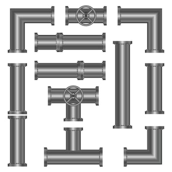 Metallic pipes isolated on white background vector