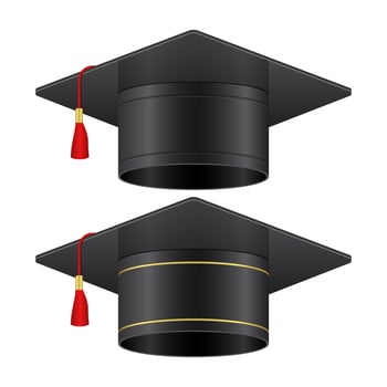 Graduation caps illustration isolated on white background vector