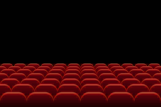Rows of cinema seats on black vector