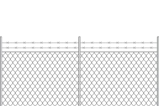 Metal fence with barbed wire  vector