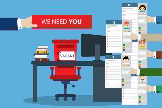 Recruitment poster with resumes and we need you sign vector