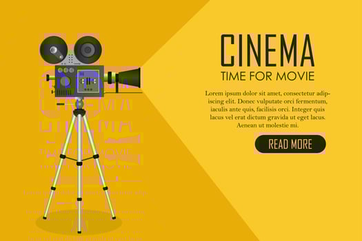 Retro cinema projector landing page vector