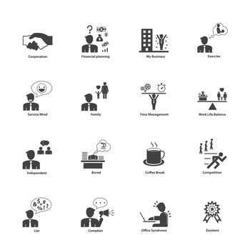 Business people activities icons set vector