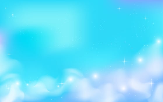 Blue magic sky with clouds and stars vector