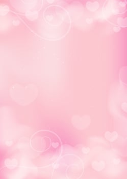 Pink sky with hearts and swirls vector