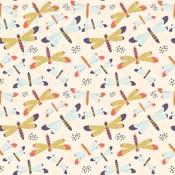 Seamless pattern with colorful dragonflies vector