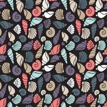 Pattern with seashells vector