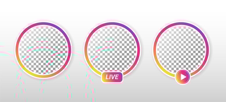 Gradient circle live streaming on social media.  vector