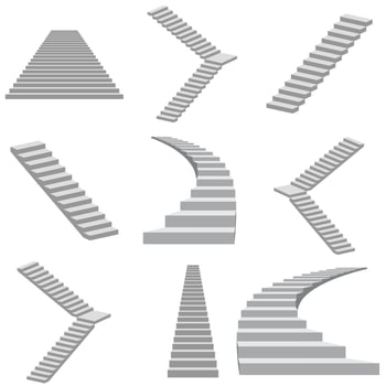 Set of Stairs on White vector