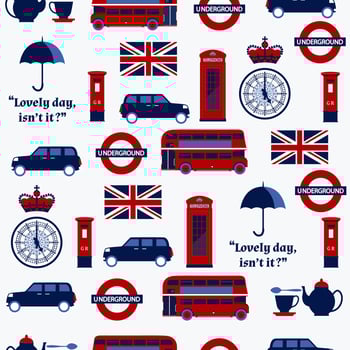 Seamless cartoon British pattern with flags vector