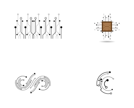 Technology and computer chip logo set  vector