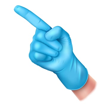 Pointing rubber gloved hand vector