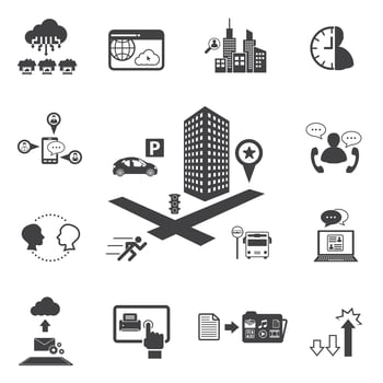 Business and technology icon set vector