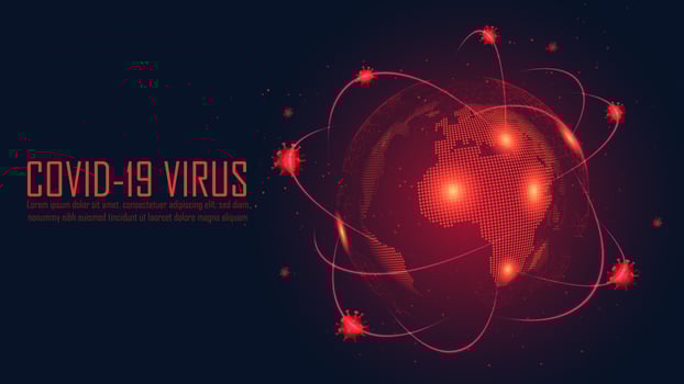 Glowing red poster with global outbreak design vector