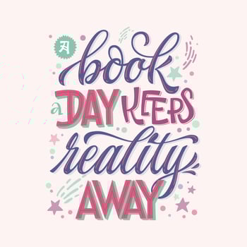 A book a day hand drawn phrase vector