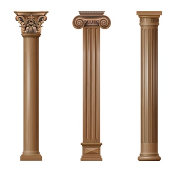 Classic wood carved architectural columns vector