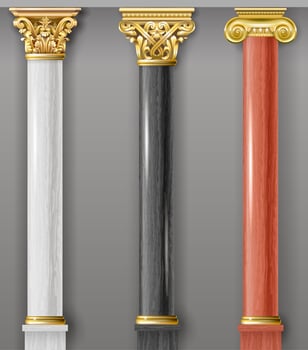 Set of classic white, black and red columns vector