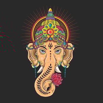 Colorful Ganesha head mascot vector