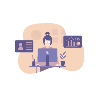 Girl Working With Laptop vector