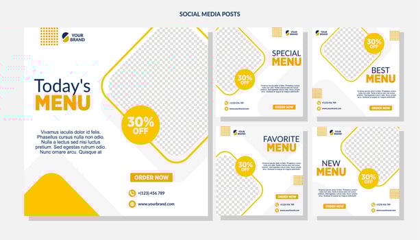 Orange Diamond Food Sale Social Media Templates vector
