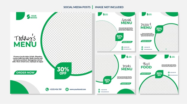 White and Green Circle Food Sale Social Media Templates vector