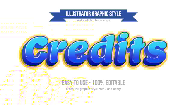 Blue and yellow 3d rounded cartoonish text effect vector