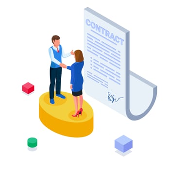 Business people signing contractual agreements vector